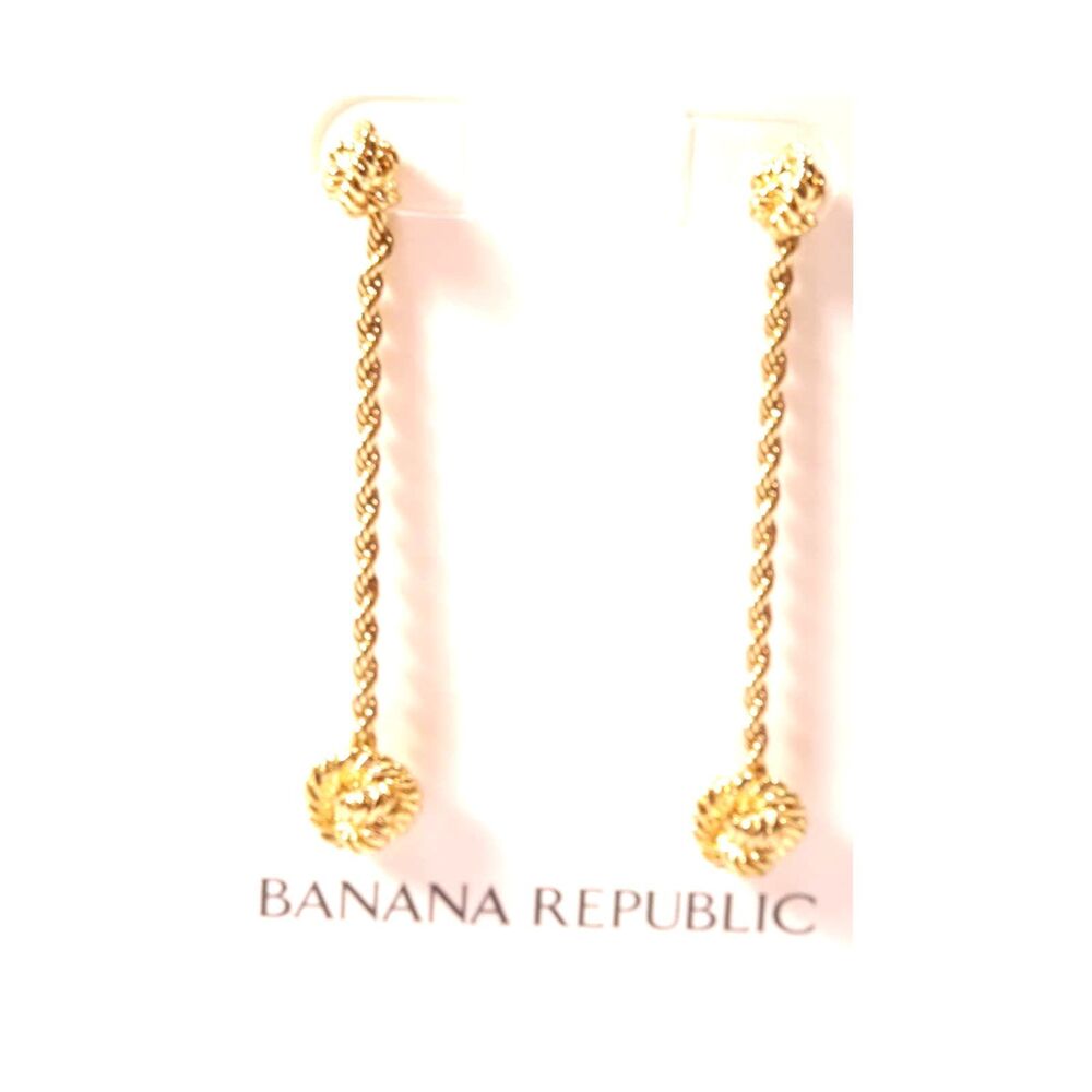 Banana RepublicWomen's Gold Ribbon and rope Knotted Drop Earrings NWT 45